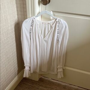 Ramy Brook White Blouse with Black Accents